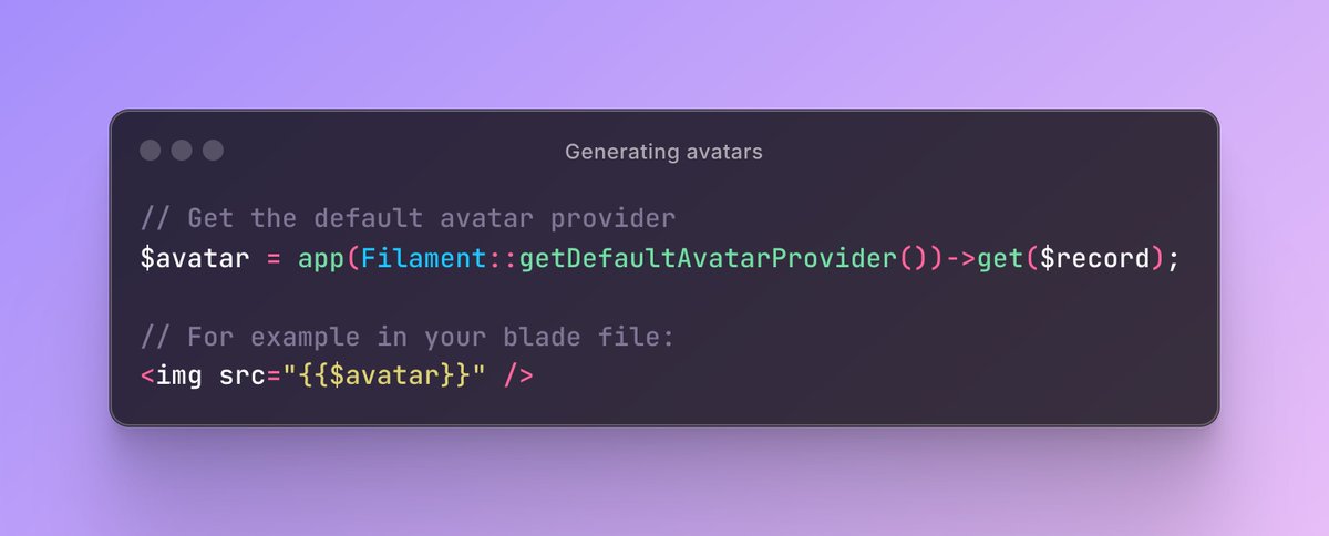 _LukasFrey's tweet image. Quick @filamentphp tip 💛🚀 - Generating avatars for any model
Filament uses UI avatars as the default avatar provider in your filament panels.
If you want to generate these avatars for models other than the user in your filament panels, you can do so easily by leveraging…