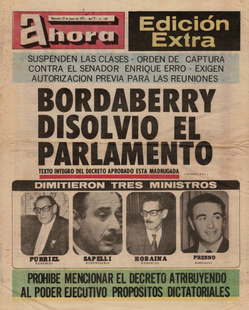 1973 - 27 de junio A 52 años del golpe civil y  militar no olvidamos.  
NUNCA MÁS terrorismo de Estado 
👉 sitiosdememoria.uy/prensa/4203 
👉sitiosdememoria.uy/prensa/3519