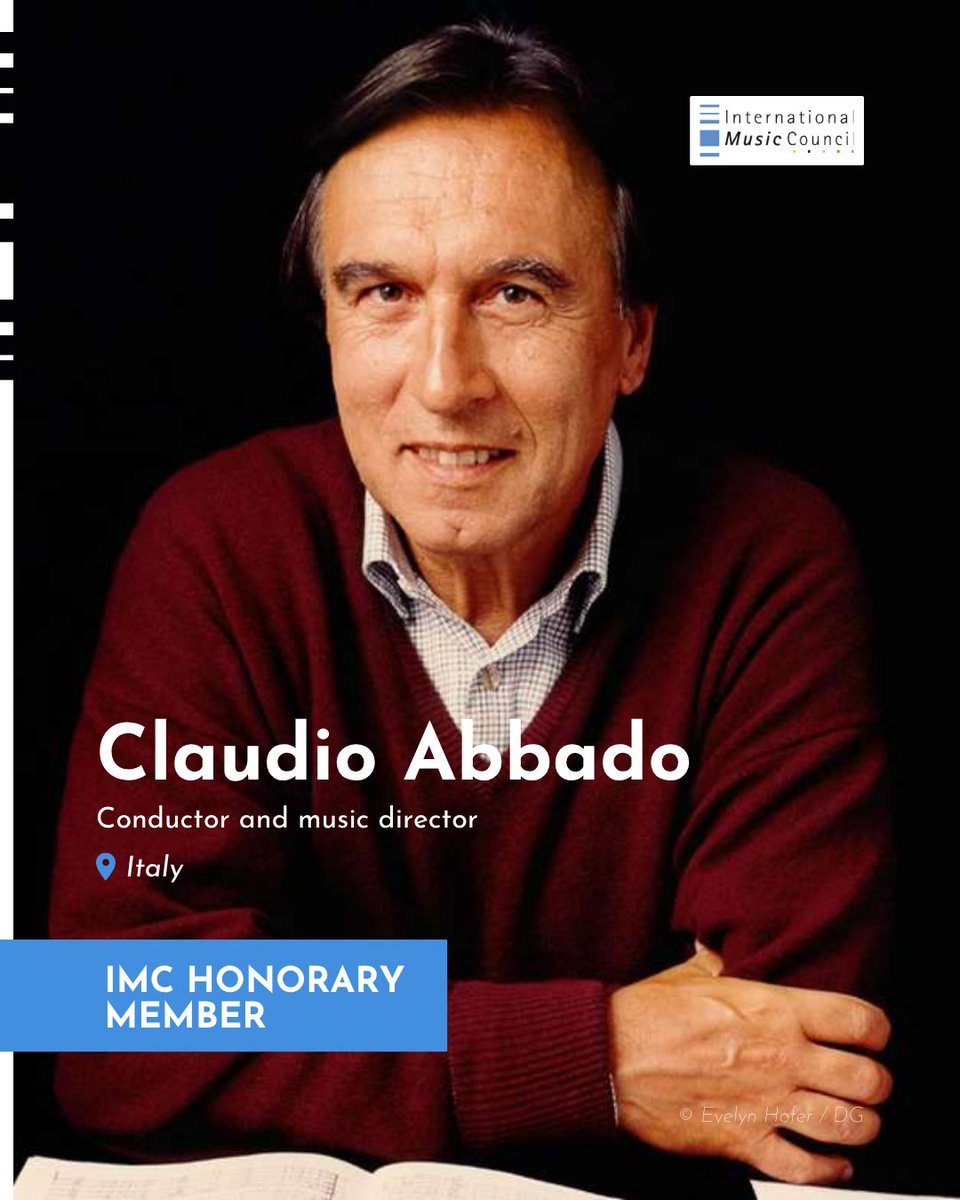 IMC_Network's tweet image. We celebrate IMC Honorary member Claudio Abbado (1933–2014). He was an acclaimed Italian conductor and music director, known for leading the Berlin Philharmonic, London Symphony Orchestra, and Vienna State Opera.
#InternationalMusicCouncil #music #IMCHonoraryMember