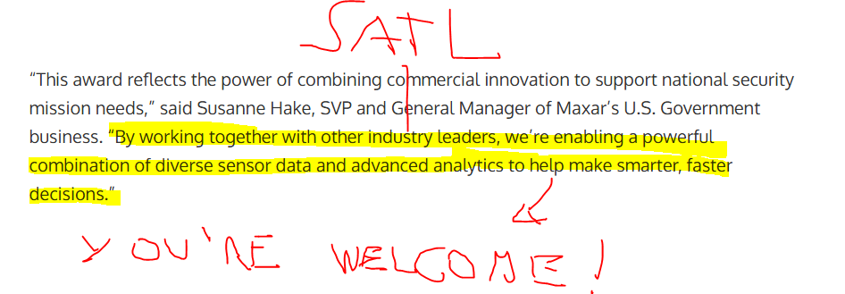 loco_dela_bolsa's tweet photo. $SATL #Satellogic #Maxar Maxar Awarded Contract - Order 1 Luno A NGA
Luno Program from NGA has 2 tranches of 290M (A & B).
As I have been informing, Maxar is powered by SATL, so this could represent more $$ to SATL.
Time to harvest, kudos SATL team!!!
https://t.co/bWOVYzSU72 https://t.co/WNAslV4E4k