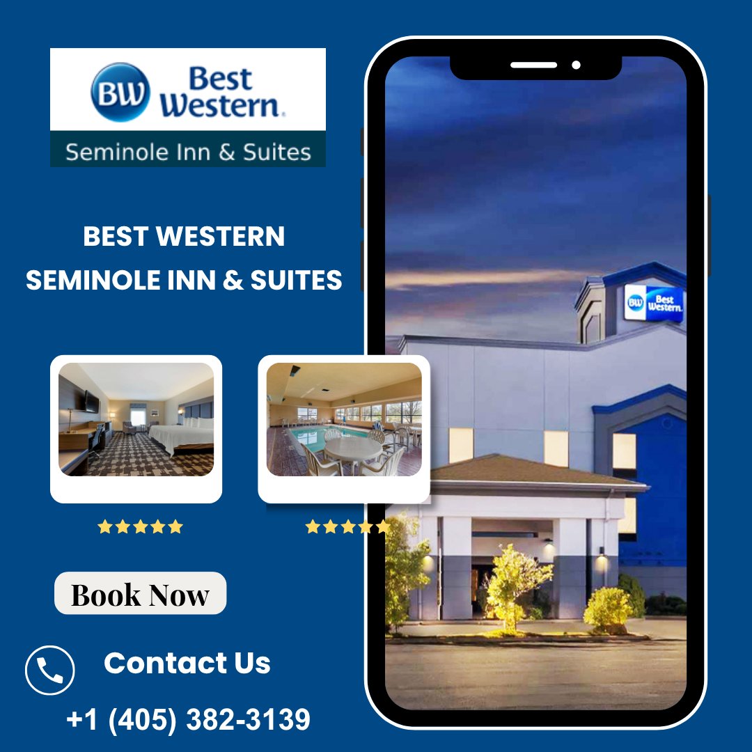 BestSeminole's tweet photo. Stay comfy at Best Western Seminole Inn &amp; Suites! 🏨 Free breakfast, Wi-Fi &amp; indoor pool.
👉 https://t.co/Oekg0V42Zd
#BestWestern #SeminoleOK #HotelStay #BookNow https://t.co/JGDUXRJW9K