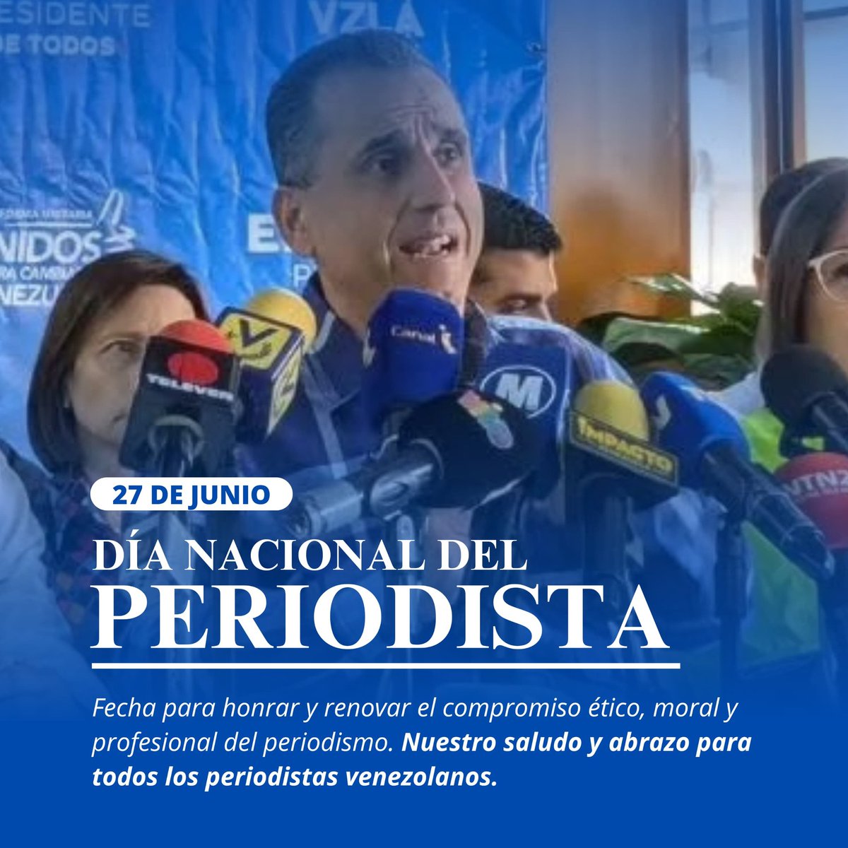 Hoy día del Periodista, honramos la responsabilidad de quienes luchan por la verdad y el derecho a estar informados. Renovando cada día su compromiso ético, moral y profesional con el periodismo.

Nuestro saludo y compromiso con ustedes, porque la libertad de expresión es un