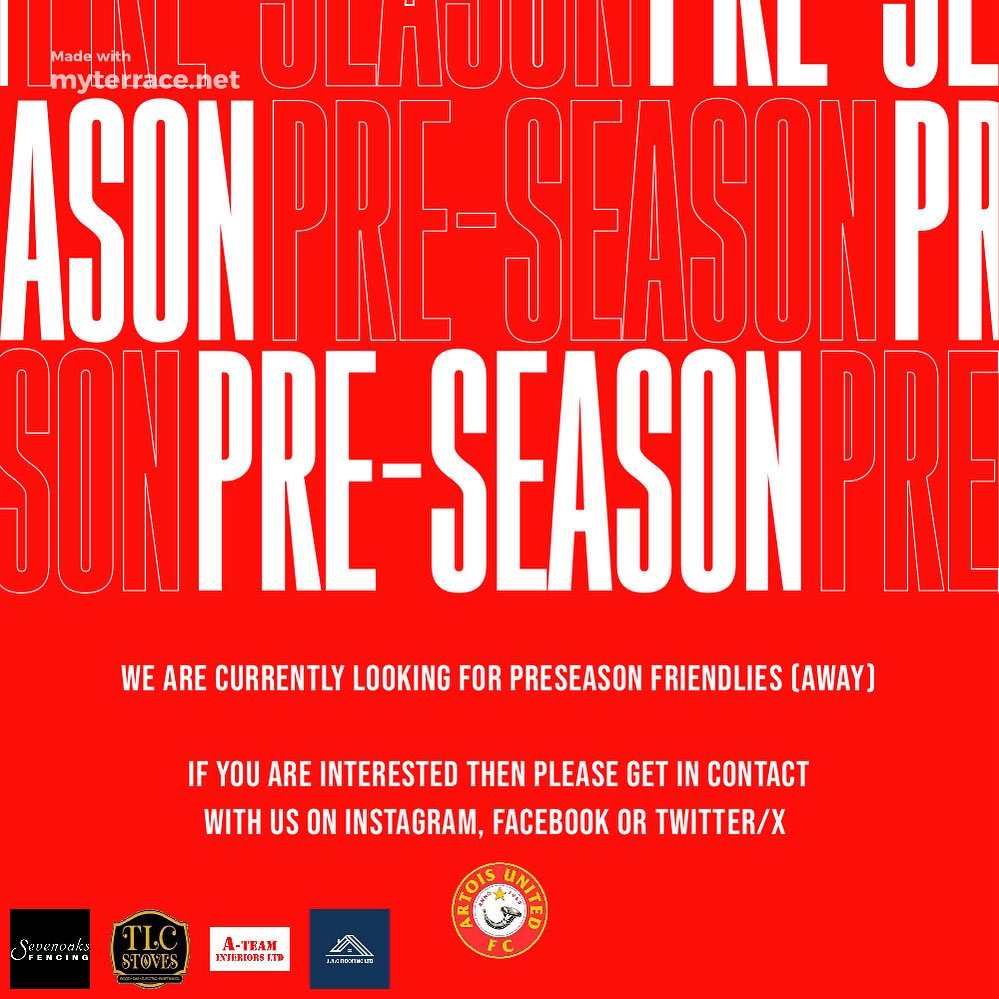 Artois United Football Club (@artoisclub) on Twitter photo ⚽️ FRIENDLIES WANTED ⚽️
We are currently looking for (away) friendlies for our first team.
If you are interested and can host then please get in contact via Instagram, Facebook or Twitter/X
UTA 🔴 <a href="/mmksfl/">Maidstone & Mid Kent Sunday Football League</a> ⚽️ FRIENDLIES WANTED ⚽️
We are currently looking for (away) friendlies for our first team.
If you are interested and can host then please get in contact via Instagram, Facebook or Twitter/X
UTA 🔴 <a href="/mmksfl/">Maidstone & Mid Kent Sunday Football League</a>