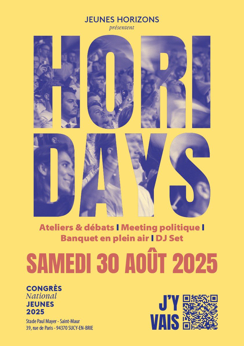 #HORIDAYS - Le festival politique de la rentrée ! 🌞🌊🍓

Rendez-vous le 30 août. 

Line-up à venir 👀

🔗 form.qomon.org/inscription-co…