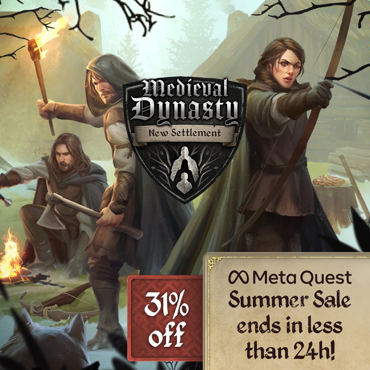In case you missed it - our 31% off summer sale on #MetaQuest store will end tomorrow, make sure to grab #MedievalDynastyNewSettlement for yourself or your soon-to-be co-op buddy in preparation of the upcoming patch 2.3!
meta.com/experiences/me…

#VRgame #gamesale