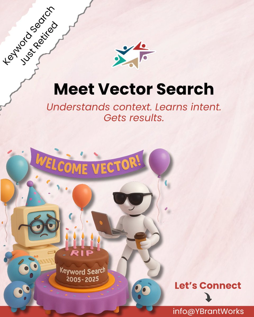 YBrantWorks's tweet image. 📩 Ready to implement smarter, scalable search in your product or platform?
We’ll build it for you @ YBrantWorks.

#SemanticSearch #VectorSearch #AIPoweredSearch #SearchTech #EnterpriseAI #LLM #NLP #YBrantWorks #Automation #TechHumor #KeywordSearchRetired