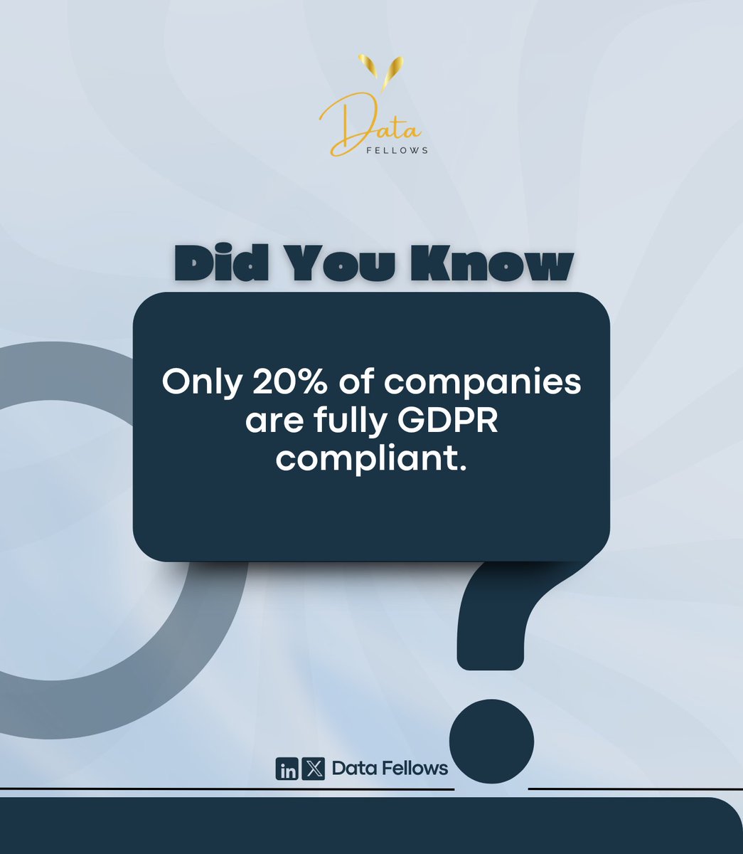 DatafellowsInfo's tweet image. Only 20% of companies are fully #GDPR compliant.
Data privacy isn’t optional anymore — it’s essential.

At Data Fellows, we’re building tools like #BizPilot to help you grow while staying compliant.

#DataPrivacy #DataEthics #AnalyticsWithIntegrity #recall
