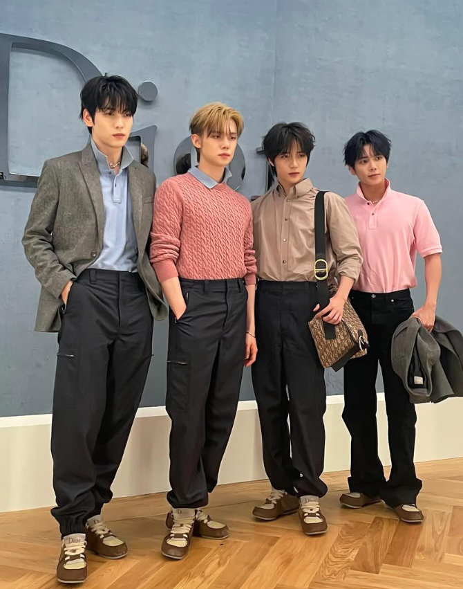 TXT at the Dior Fashion Show today.