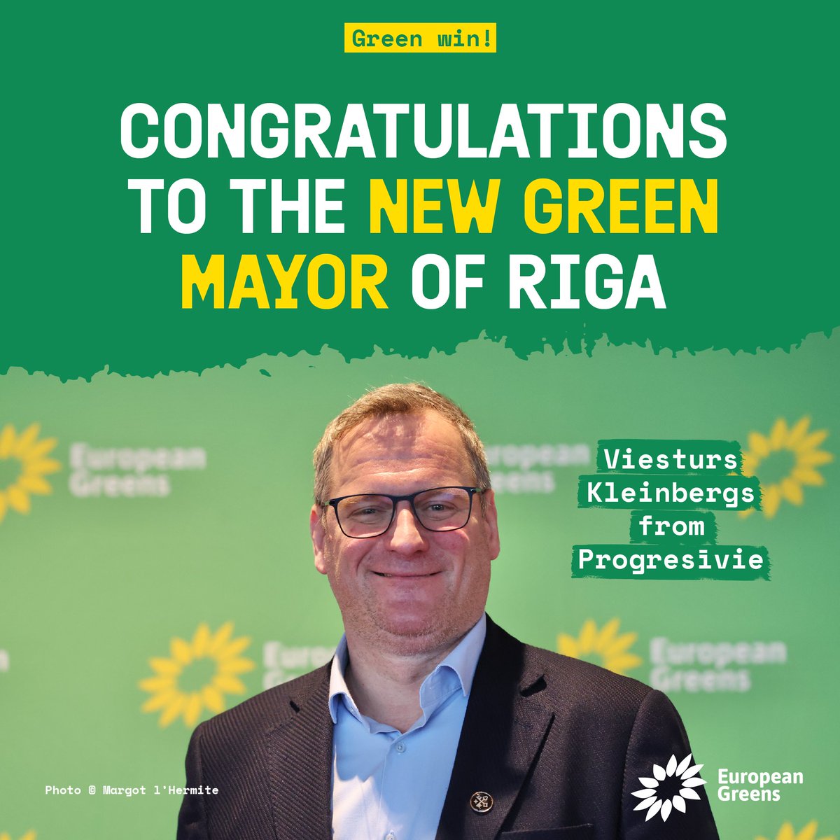 🇱🇻🎉 Congratulations to the new Mayor of Riga, <a href="/VKleinbergs/">Viesturs Kleinbergs</a> from <a href="/Progresivie/">Progresīvie</a>!

💚 Fair, transparent &amp; people-first governance start at the local level.

🥳 We wish him &amp; his team the best of luck for the next 5 years!