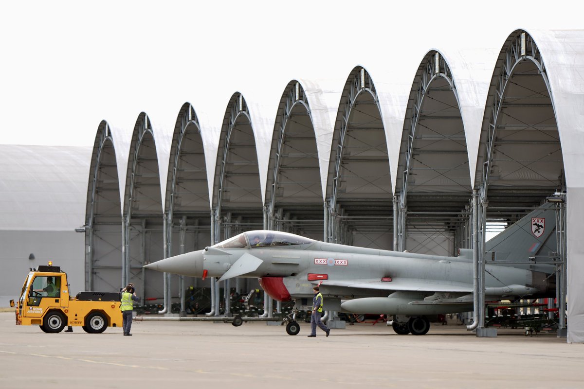 jjgiddens's tweet image. Eurofighter Typhoon FGR4’s return to RAF Coningsby in Lincolnshire. The base is one of two RAF Quick Reaction Alert (QRA) stations tasked with intercepting and identifying unknown aircraft or those that have deviated from flight plans, to protect UK airspace