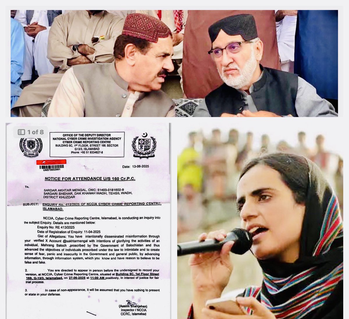 مہرنگ بلوچ اور دیگر کے لیے آواز اٹھانے پر ایف آئی اے نے سردار اختر جان، ان کی کوما کی حالت میں بیمار اہلیہ اور پورے خاندان کے خلاف انکوائری اور مقدمہ شروع کر دیا۔ ساجد ترین ایڈووکیٹ

بلوچستان نیشنل پارٹی کا سردار اختر جان مینگل، ان کی بیمار اہلیہ، بیٹیوں، بیٹوں اور مرحوم بھائی1/2