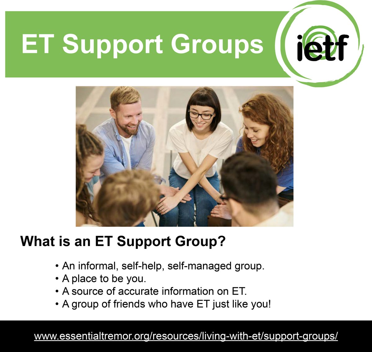 If you are looking to connect with other people who have essential tremor, consider attending a support group meeting in your area. We have dozens of support groups around the world where people gather to share information and support each other, essentialtremor.org/resources/livi…