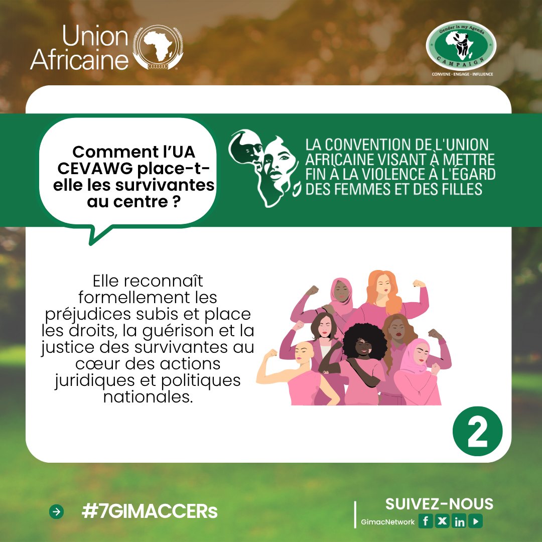 Trop souvent, les survivantes sont réduites au silence. La CEVAWG change la donne. Elle est conçue pour écouter, réparer et protéger.
Quand les survivantes sont au centre, les systèmes évoluent.
#7GIMACCERs #14GIMACJeunes