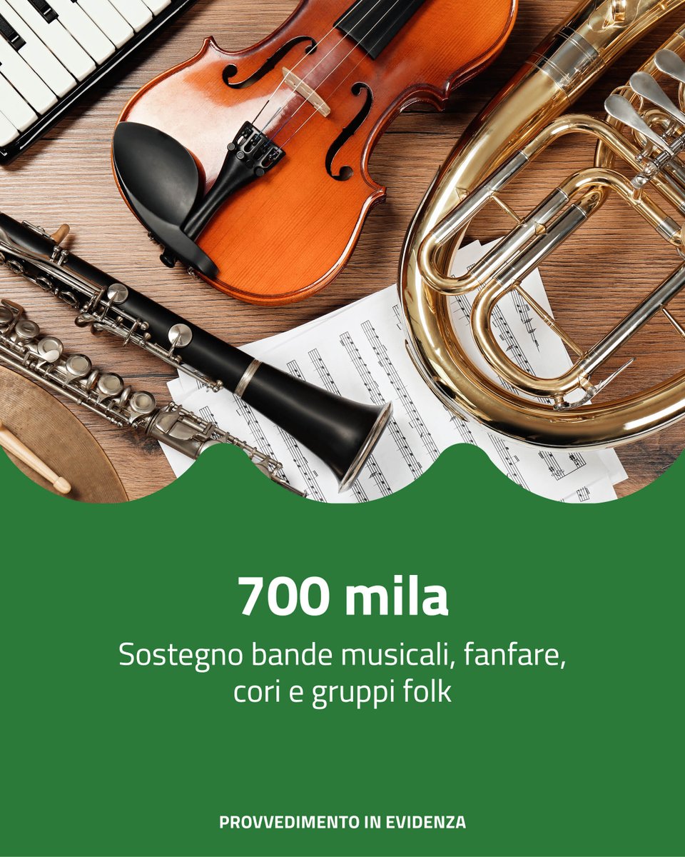 #Giuntadellasettimana

🎶Regione Lombardia ha stanziato 700mila euro per sostenere e promuovere la musica bandistica, corale, folkloristica e le fanfare sul territorio lombardo.

Per più info 👉 reglomb.it/YTeN50WgQA6