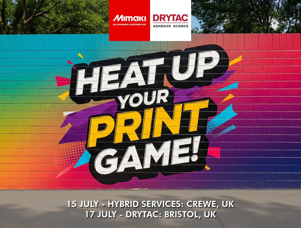 HybridServices's tweet image. 🚨 Two Events. One Week. 🚨

See the new Mimaki JV200, UV tech &amp;amp; print-then-cut in action!

📍 15 Jul – Crewe
📍 17 Jul – Bristol (incl. Drytac factory tour)

🎁 Free inks &amp;amp; media!

🖱️ Register: buff.ly/BickPYb

#Mimaki #Drytac #PrintEvent #Signage #UVPrinting #Signs