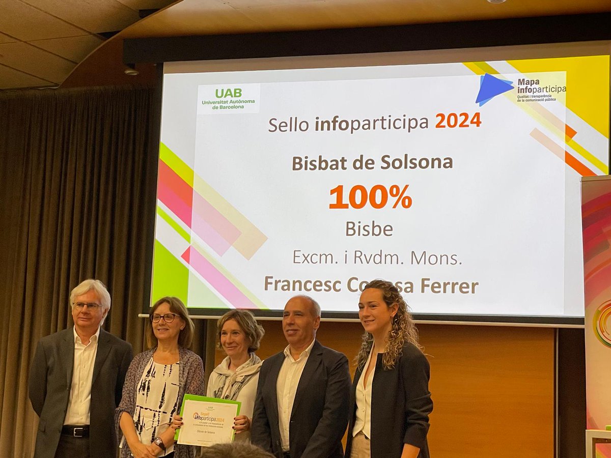 Bisbat Solsona (@bisbatsolsona) on Twitter photo Un grup de la <a href="/UABBarcelona/">Universitat Autònoma de Barcelona</a> ha premiat 20 diòcesis de la <a href="/Confepiscopal/">ConferenciaEpiscopal</a> amb el segell de transparència en la informació que ofereixen a través de la web. D'aquestes, 6 diòcesis aconsegueixen la màxima puntuació, la nostra #bisbatsolsona és una d'elles. Un grup de la <a href="/UABBarcelona/">Universitat Autònoma de Barcelona</a> ha premiat 20 diòcesis de la <a href="/Confepiscopal/">ConferenciaEpiscopal</a> amb el segell de transparència en la informació que ofereixen a través de la web. D'aquestes, 6 diòcesis aconsegueixen la màxima puntuació, la nostra #bisbatsolsona és una d'elles.