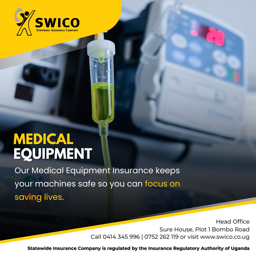 swico_uganda's tweet image. Medical equipment is expensive to repair or replace. Stay ahead of risks with SWICO’s tailored insurance solutions and keep your practice running smoothly. Get covered today! #SecureWithSWICO