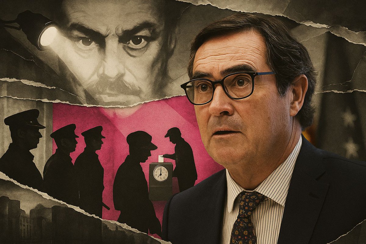 1️⃣🚨 Garamendi dice que fichar en el trabajo es orwelliano.
No es broma. Para el presidente de la CEOE, que se registre cuántas horas curras es distopía totalitaria.
Pero la verdadera distopía es otra.

🧵 Abrimos hilo: Orwell según la patronal española.