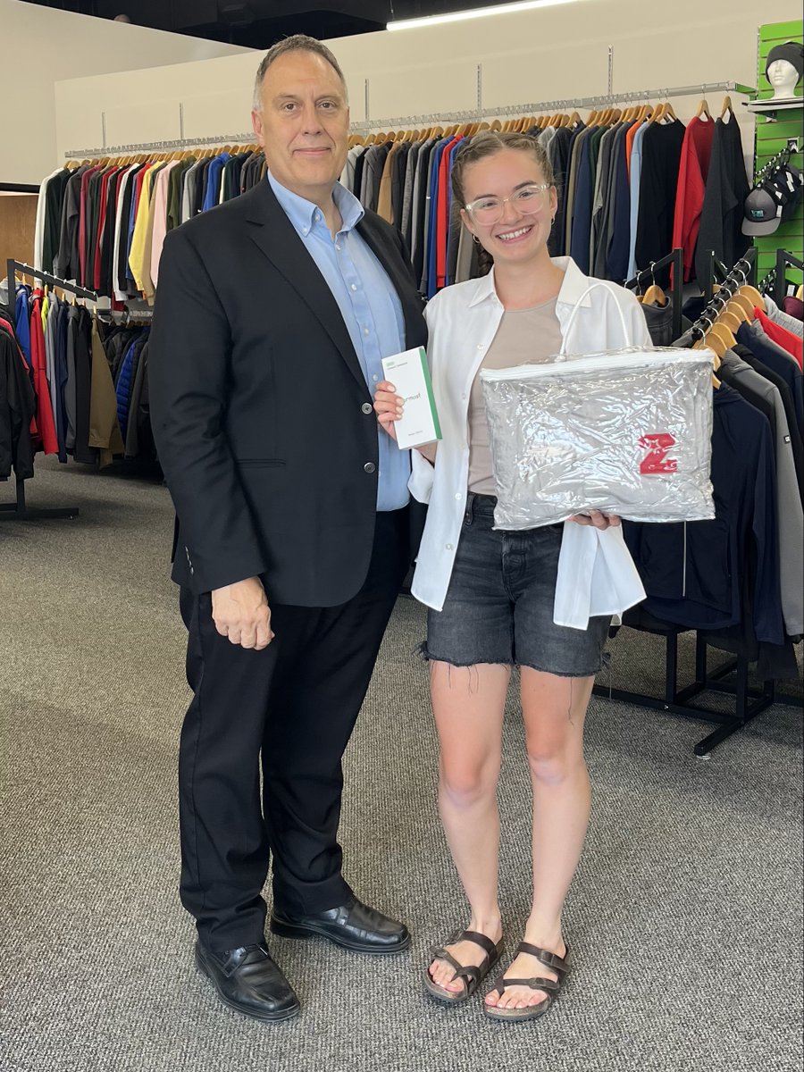 Serious Marketing is pleased to present the @GVC valedictorian award.  This year it went to Janika Friesen.  She dropped by the office today and that gave us a chance to offer her a couple of small gifts.  Congratulations on finishing this part of your education journey. #GVC2025