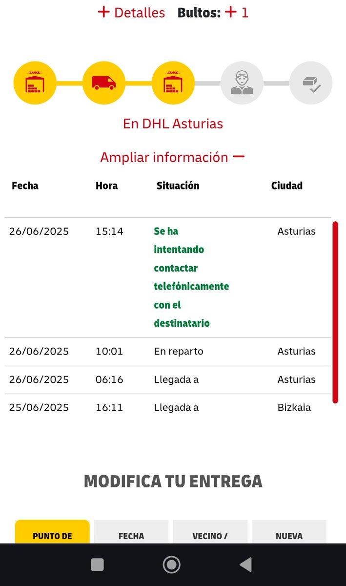 Esto es una vergüenza, a mí no me ha llamado nadie y es imposible ponerse en contacto con DHL o el repartidor <a href="/DHLGlobal/">DHL Group</a> <a href="/DHLPaket/">DHL Paket</a>