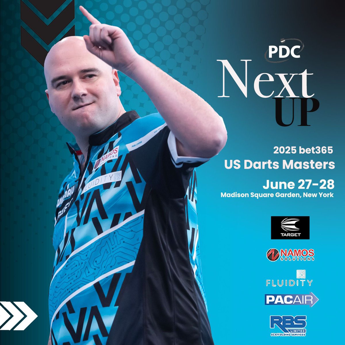 Rob Cross (@robcross180) on Twitter photo Great to be back in New York and I’m going all out to retain the title I won a year ago.
I’ve had good family time recently and now I’m fresh and ready to go.
Thanks for all the support.
<a href="/TargetDarts/">Target Darts</a>
<a href="/NamosSolutions/">Namos Solutions</a>
<a href="/PwrByFluidity/">Powered By Fluidity</a>
@PAC_AIR
<a href="/ScottRBSLtd/">Scott Bain</a>
📸 <a href="/taylanningpix/">Taylor Lanning</a> Great to be back in New York and I’m going all out to retain the title I won a year ago.
I’ve had good family time recently and now I’m fresh and ready to go.
Thanks for all the support.
<a href="/TargetDarts/">Target Darts</a>
<a href="/NamosSolutions/">Namos Solutions</a>
<a href="/PwrByFluidity/">Powered By Fluidity</a>
@PAC_AIR
<a href="/ScottRBSLtd/">Scott Bain</a>
📸 <a href="/taylanningpix/">Taylor Lanning</a>