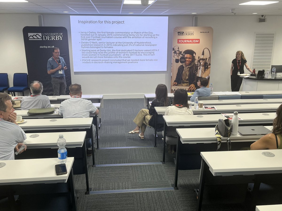TheAJEUK's tweet image. Juliet Nottingham of Goldsmiths and Peter Lansley of Derby University on the underrepresention of women in sports journalism. Female graduates are struggling to get into the industry. #AJE25