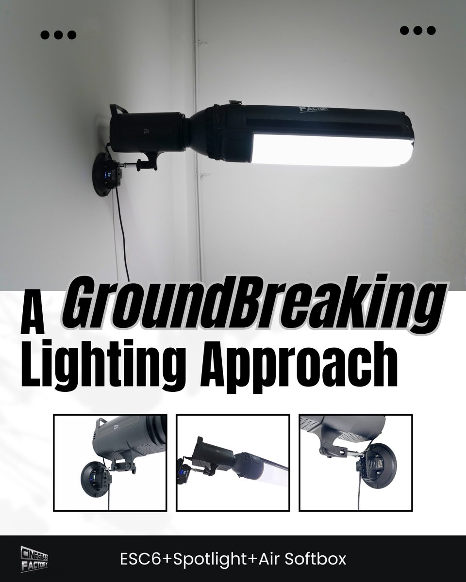 cinegearfactory's tweet image. The brand-new breathtaking lighting approach. Simply attach your lights anywhere via 𝗘𝗦𝗖𝟲&apos;s convenient electromagnetic system, then shape illumination with 𝗔𝗶𝗿 𝗦𝗼𝗳𝘁𝗯𝗼𝘅—unlocking ultimate creative freedom.

#creativelighting #lightsetup #studiolight #ESC6 #AirSoftbox