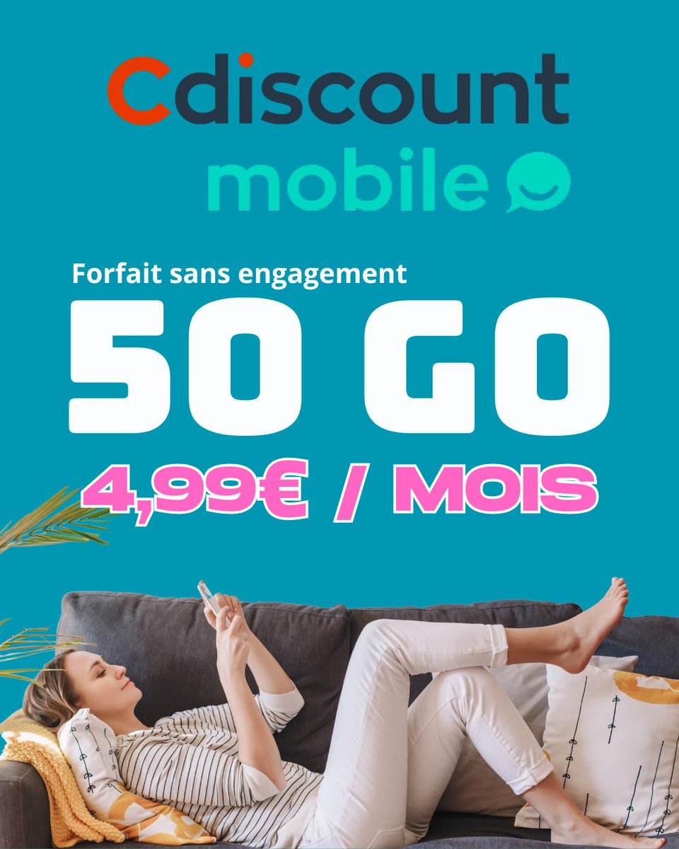 Cdiscount Mobile (Bouygues Telecom) propose un forfait 50 Go à seulement 4,99€ / mois, sans engagement 🔥 Toutes les infos ici : argentdubeurre.com/bons-plans/hig…

#BonPlan #promotions #Soldes2025