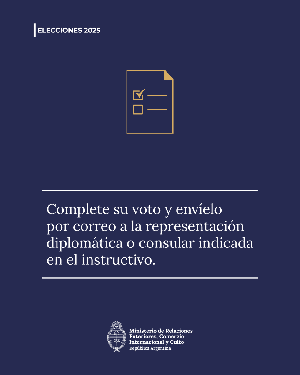 ARGenSenegal's tweet photo. Voto postal en el exterior
Si reside fuera del país y quiere votar por correo postal en las próximas elecciones legislativas nacionales, recuerde inscribirse antes del 28 de junio en https://t.co/MfqrdTI1WK https://t.co/36G6Ej1AYP
