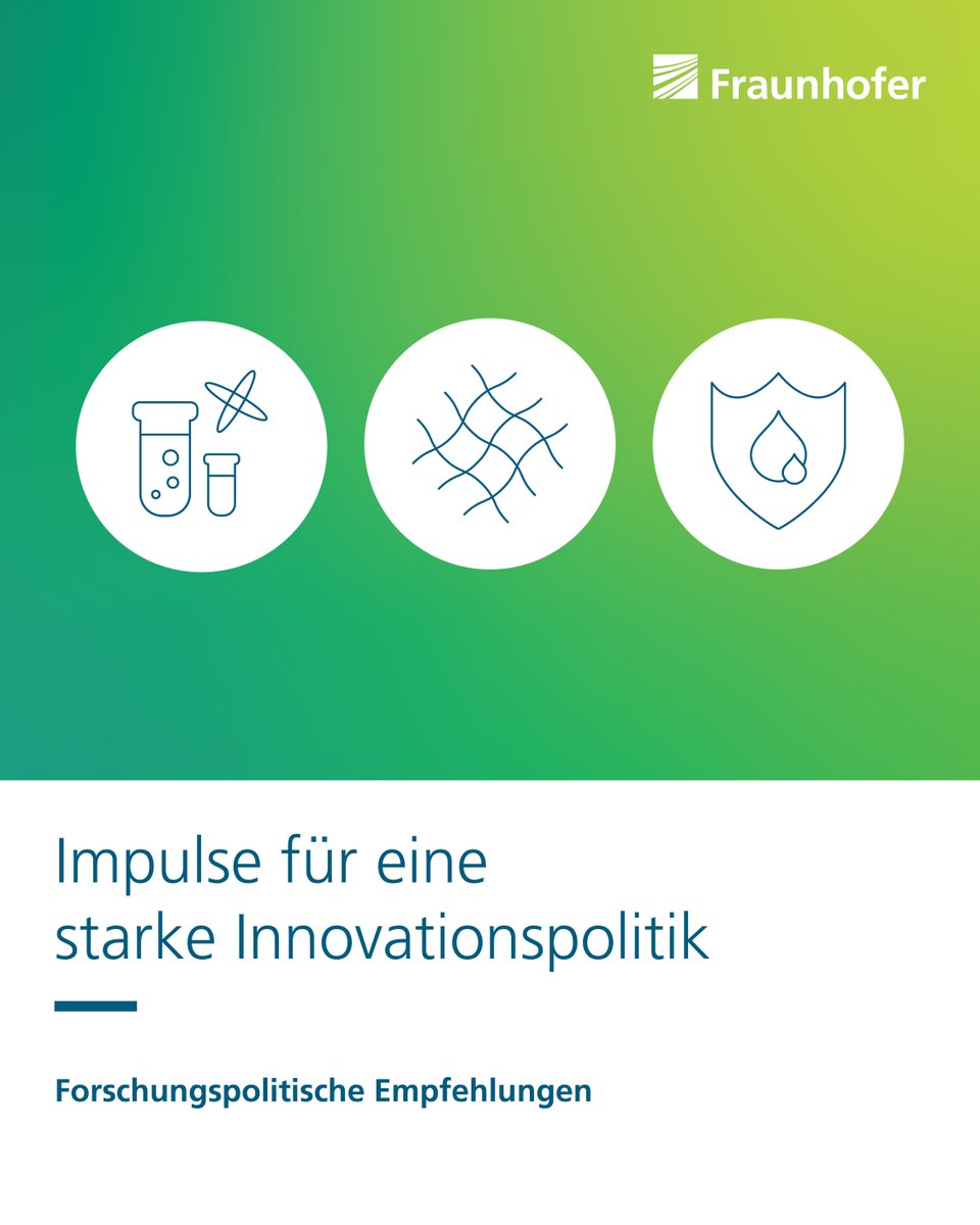 Fraunhofer's tweet image. Neue Positionspapiere ➡️ starke #Innovationspolitik:
1️⃣ Lernen aus Reallaboren für Technologietransfer
2️⃣ Leichtbau-Förderung für ressourcenschonende Wertschöpfung
3️⃣ Innovationen für Wasser- und Ernährungssicherheit
🔗 Unsere Empfehlungen im Detail: fraunhofer.de/de/ueber-fraun…