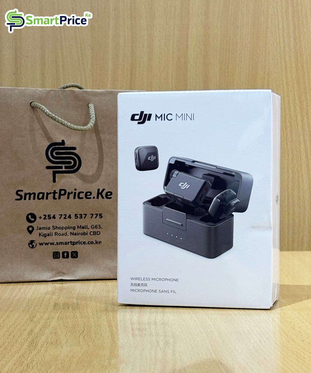 smartpriceke's tweet photo. Say goodbye to bulky mics and hello to incredible sound. The DJI Mic Mini offers up to 48 hours of battery life with its charging case, so you never miss a moment.
#DJI #DJIMic #DigitalConnect #smartpriceke
Price - Kes.26,000
✅Small, Ultralight, Discreet
✅High-Quality Audio With Stable Transmission
✅48-Hour Operation with Case
✅DJI OsmoAudio™ Direct Connection for Premium Sound Quality
✅Two-Level Active Noise Cancelling
✅Automatic Limiting to Prevent Audio Clipping
🤙Call/WhatsApp Us: 0724 537 775
🇰🇪 We Deliver Countrywide.
🔗https://t.co/enH3el92Wy
📍Jamia Mall, 2nd Floor, Suite No.8