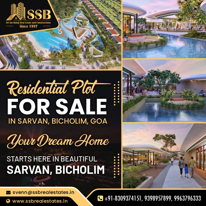 Build your dream home! 🏡 #ResidentialPlotsforSale in Sarvan, #Bicholim #Goa. Start your journey in this beautiful location with ssbrealestates.in.

📞 +91-8309374151, 939857899, 963796333

#RealEstate #ResidentialPlot #DreamHome #GoaProperties #SSBRealEstate