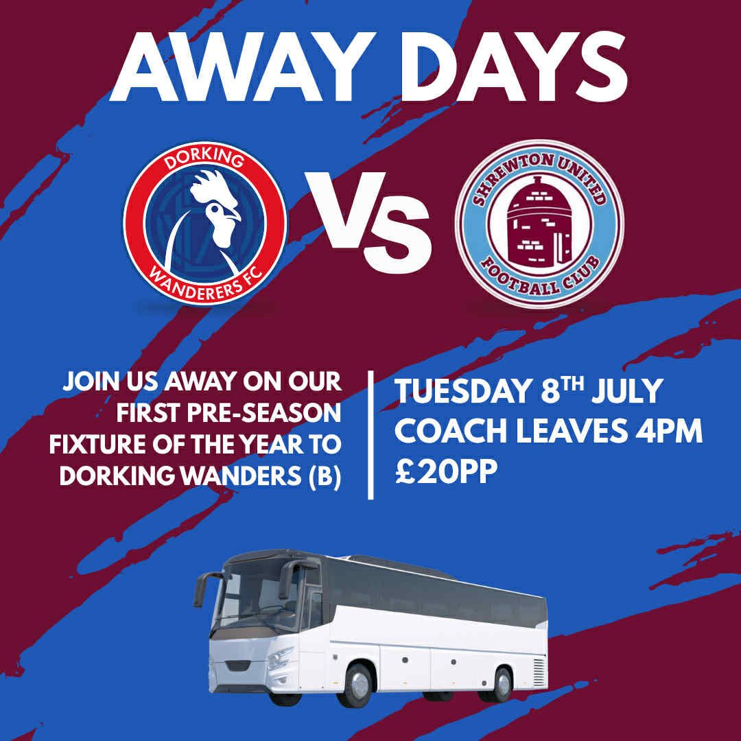 ShrewtonUnited (@shrewtonunited) on Twitter photo <a href="/academy_dwfc/">Dorking Wanderers Academy</a> travel info!
50 seater coach ✅
Pick up locations & times
Salisbury coach park 16:00
Amesbury central car park 16:20
Andover George yard car park 16:45
Please get in touch to book your spot.
#COYS <a href="/academy_dwfc/">Dorking Wanderers Academy</a> travel info!
50 seater coach ✅
Pick up locations & times
Salisbury coach park 16:00
Amesbury central car park 16:20
Andover George yard car park 16:45
Please get in touch to book your spot.
#COYS