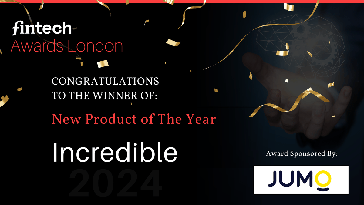Congratulations to <a href="/_incrediblehq/">Incredible</a>, the Fintech New Product of the Year award category winner, sponsored by <a href="/JUMO_WORLD/">JUMO</a>.

You can browse the full 2025 awards winners list here: fintechawardslondon.com/2025-awards/.

#Fintech #fintechawards #FintechAwardsLondon25