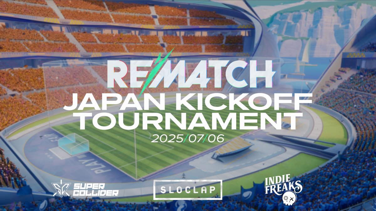 SuperColliderRL's tweet photo. 📣 人気沸騰中サッカー対戦ゲーム
》「Rematch」大会開催決定！

日本初の公認大会となる
「#Rematch - JAPAN KICKOFF TOURNAMENT」#RMJKT を @Indie_FreaksJP 様と我々で共催！

10万円分の賞金や限定グッズ、参加賞もご用意 🎁
日本初王者を目指し奮ってご参加ください！

🔽 詳細は次postへ https://t.co/s1CqreDmT9