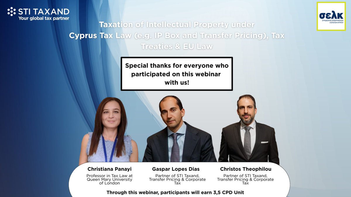 stitaxand's tweet photo. #STITaxand #SELK #IPTaxation #CyprusTax #TransferPricing #IPBox #TaxWebinar #InternationalTax #IFRS #IAS #TaxLaw #CyprusBusiness #KnowledgeSharing #ProfessionalDevelopment https://t.co/DhaNi0cdt5