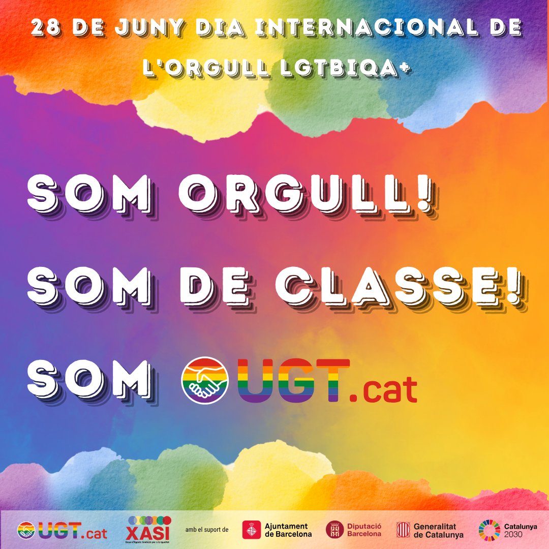 🏳️‍🌈 Aquest #Orgull2025, des de la @UGTDIBA diem fort:
Som orgull, som de classe! ✊🏽
50 anys després del franquisme, seguim lluitant.
💼 Exigim entorns laborals segurs.
📢 Apliquem la Llei 4/2023.
#LGTBIQA #DretsLaborals <a href="/ugt_sp_cat/">UGT - Serveis Públics de Catalunya</a> @ugt_sp <a href="/ugtcat/">SindicatNetejaUGTCAT</a>