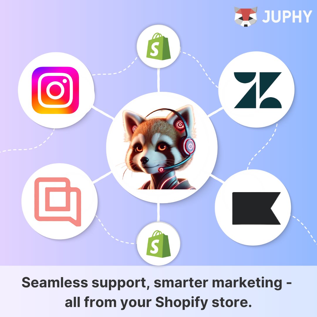 🛍️ Tired of switching tools? Juphy AI unifies support &amp; marketing in one place—Instagram DMs, Klaviyo, Zendesk, Gorgias &amp; more.
📩 Capture leads, auto-create tickets, and stay organized across channels.
✨ Try Juphy AI → apps.shopify.com/juphy
#Shopify #JuphyAI #automation