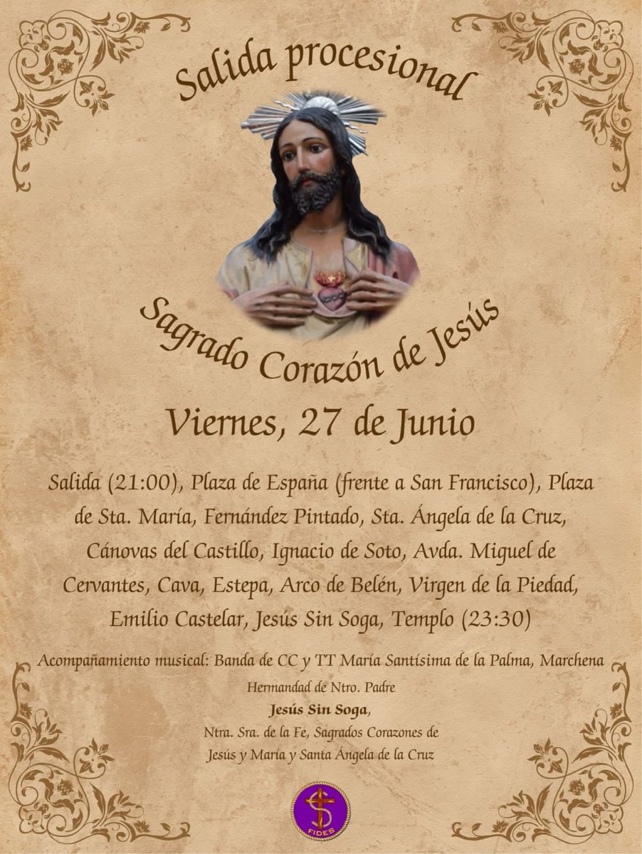 Hoy, tras la Solemne Función Religiosa saldrá en procesión nuestro Sagrado Titular el Sagrado Corazón de Jesús