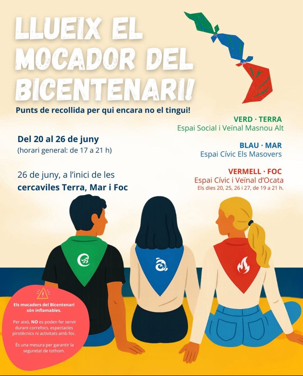 📢📻🗞️🤡 <a href="/PCMasnou/">PC Masnou</a> alerta de la inflamabilitat dels mocadors del bicentenari.  Un cop més l’Ajuntament del Masnou jugant amb els diners i la seguretat dels Masnovin <a href="/324cat/">3catinfo</a> <a href="/emergenciescat/">Protecció civil</a> <a href="/bomberscat/">Bombers</a> <a href="/FemMasnou/">Fem Masnou</a> <a href="/juntsxelmasnou/">Junts pel Masnou</a> <a href="/OcatActiva/">OcatActiv@</a> <a href="/MasnouPp/">PPElMasnou</a> <a href="/diba/">Diputació de Barcelona</a> <a href="/ccmaresme/">CC Maresme</a> <a href="/ACMunicipis/">Associació Catalana de Municipis</a>