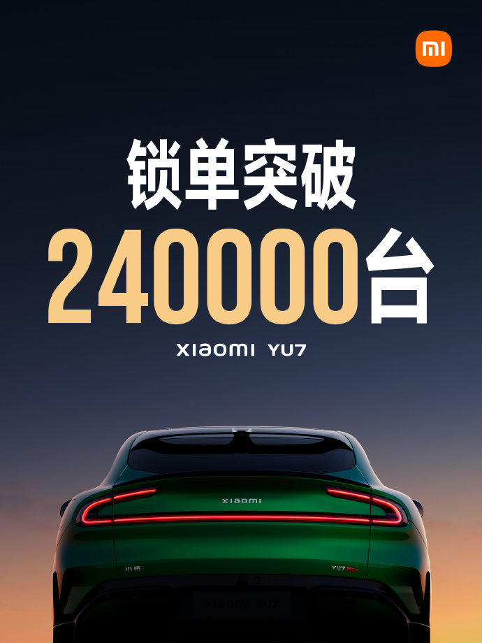 Xiaomi YU7 sees over 240,000 orders locked in within 18 hours of sales launch!
#Xiaomi #XiaomiYU7