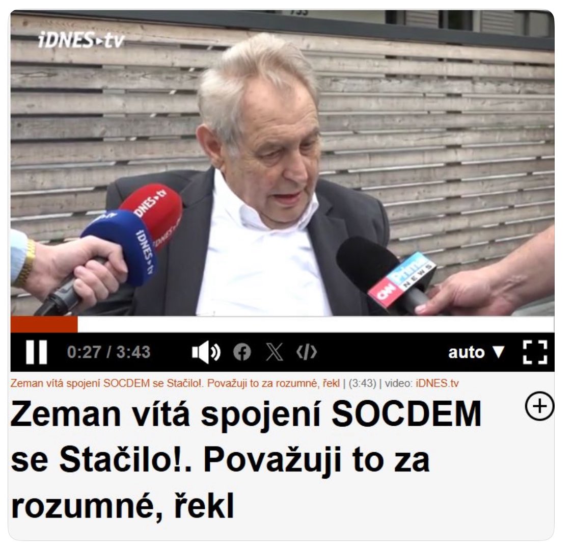 Rudohnědý Zeman vítá spojení socanů s projektem Sterzika s Konečné…jak nepřekvapující
