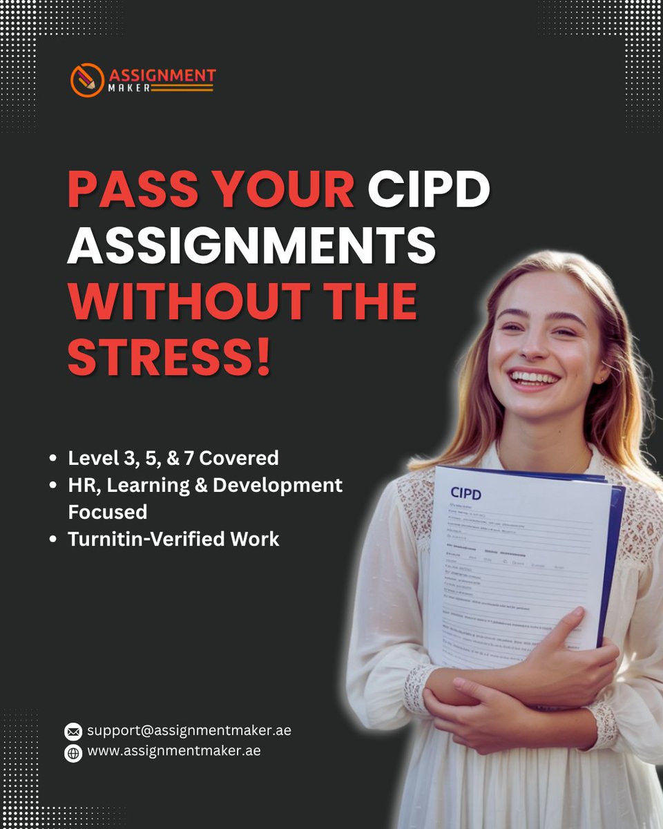 academichelpuae's tweet photo. We’ve launched dedicated CIPD assignment writing help in Dubai.

If you’re stuck on HR modules, talent development, or organizational learning, our expert CIPD writers are here to guide you.
#cipd #cipdassignment #cipdassignmenthelp #uae #uaestudent #assignmenthelp #explore #fyp https://t.co/MREbZZx06s