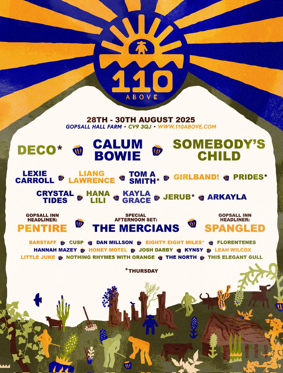 110Above's tweet image. WE HAVE ADDED 5️⃣ MORE ACTS 🎸🎪🎊🐄🎉

It just gets stronger 💪 with @Arkaylaband + @florentenes + @honeymotelband + Josh Darby &amp;amp; The North making 110 brim with talent from start to finish! 💃🕺

80% of tickets are sold so get a move on! 👉 bit.ly/4eQ5p66