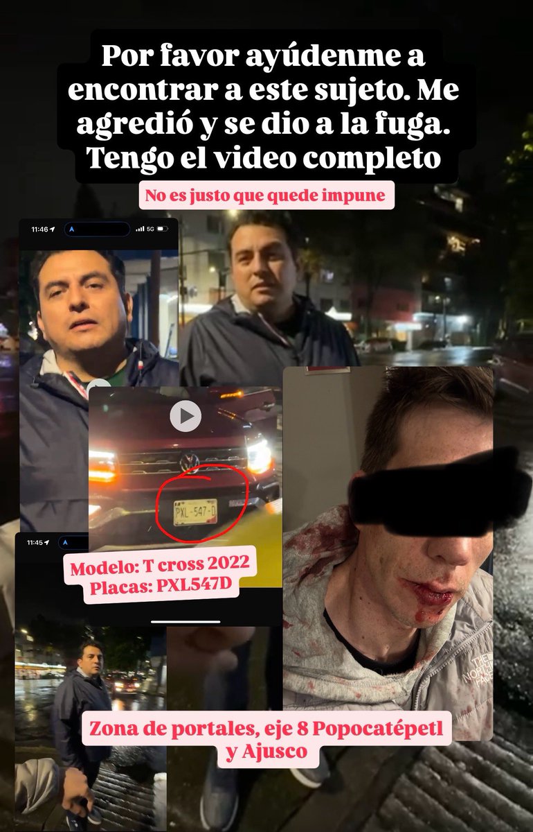 teddywm's tweet photo. 🚨 #DenunciaCiudadanaCDMX | Fui agredido ayer 26 de Junio en Eje 8 y Ajusco, por el conductor de una VW T‑Cross placas PXL547D.
Tengo video, foto y reporte REPUVE. El MP no me atendió.
@FiscaliaCDMX @policia_cdmx @CDHCMX @CNDH @pablo_vazcam @SSPCMexico @c4jimenez
#justicia https://t.co/gMX9OQwO4p