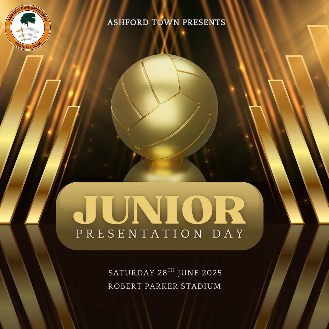 Ashford Town presents the annual youth section presentation day! A top day with great atmosphere as celebrate our youth sections achievements. 11:30am start! 

🍔🍺 FOOD AND DRINKS AVAILABLE ALL DAY.

Friends, family, supporters are all welcome for this top day on the calendar.