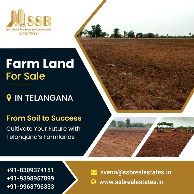 Discover your future with #FarmLand for Sale in Telangana!🌾From soil to success, cultivate your dreams with ssbrealestates.in

📞 +91-8309374151, 939857899, 963796333

#TelanganaRealEstate #AgricultureLand #LandForSale #RuralLiving #RealEstate #India #LandInvestment