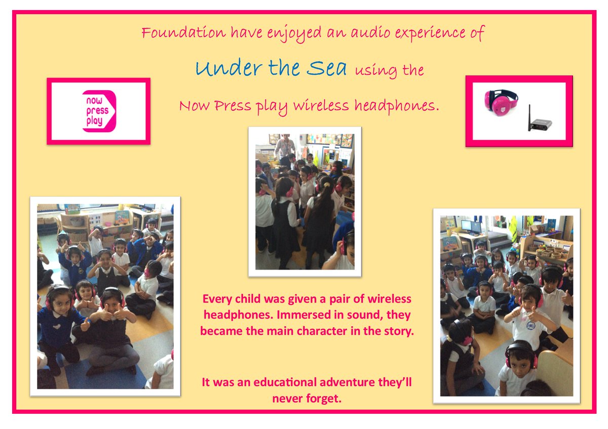 Foundation Stage children have enjoyed an audio experience of Under the Sea using the Now Press play wireless headphones.