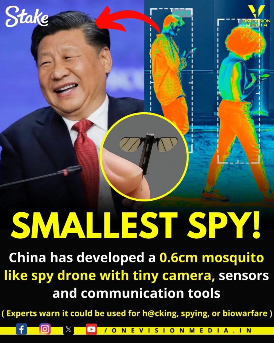 onevision_media's tweet image. 🚨China has developed a 0.6cm mosquito like spy drone with tiny camera, sensors and communication tools

#China #MosquitoSpy #SpyDrone