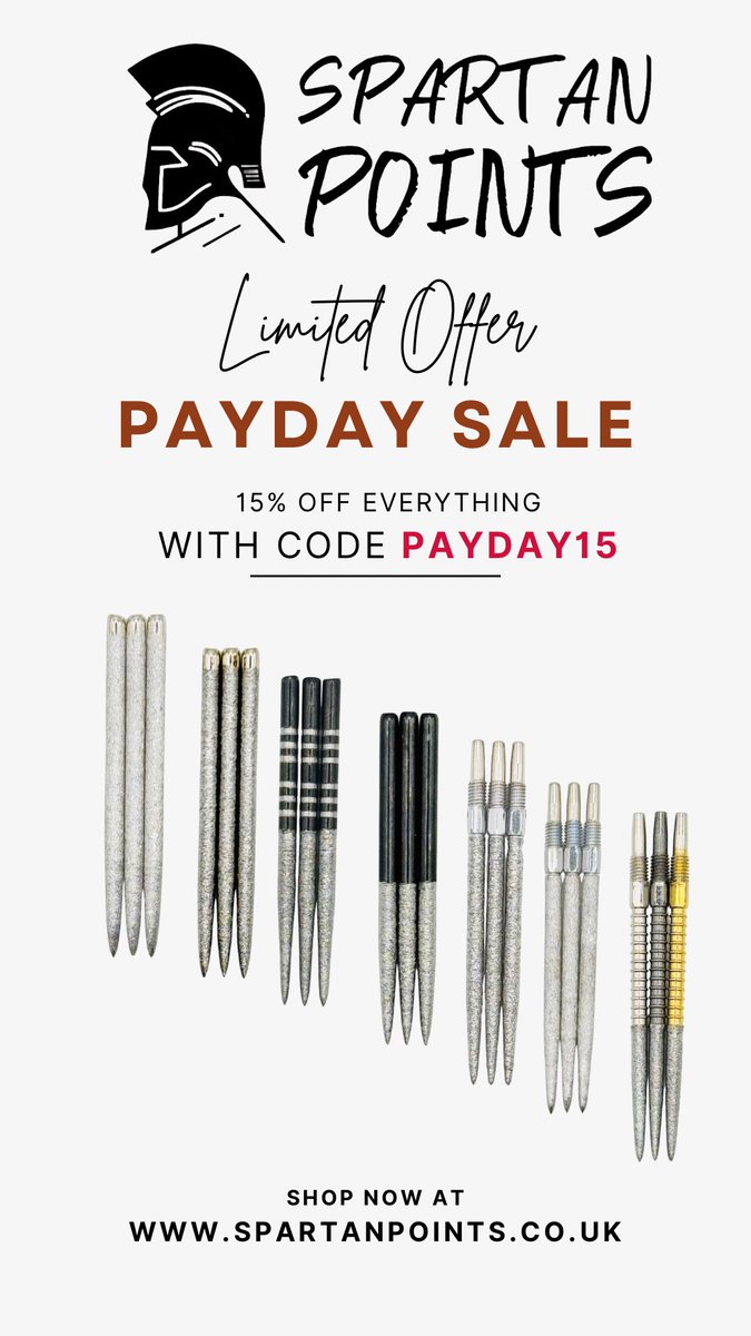 spartanpoints.co.uk 🛡️
15% off everything with Code PAYDAY15🚨 
Offer ends 29/06/25 23:59pm